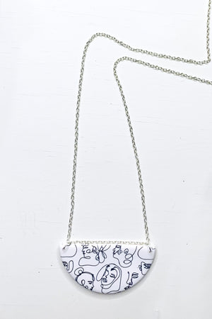 Faces White Medium Necklace - No Shrinking Violet at The Bias Cut