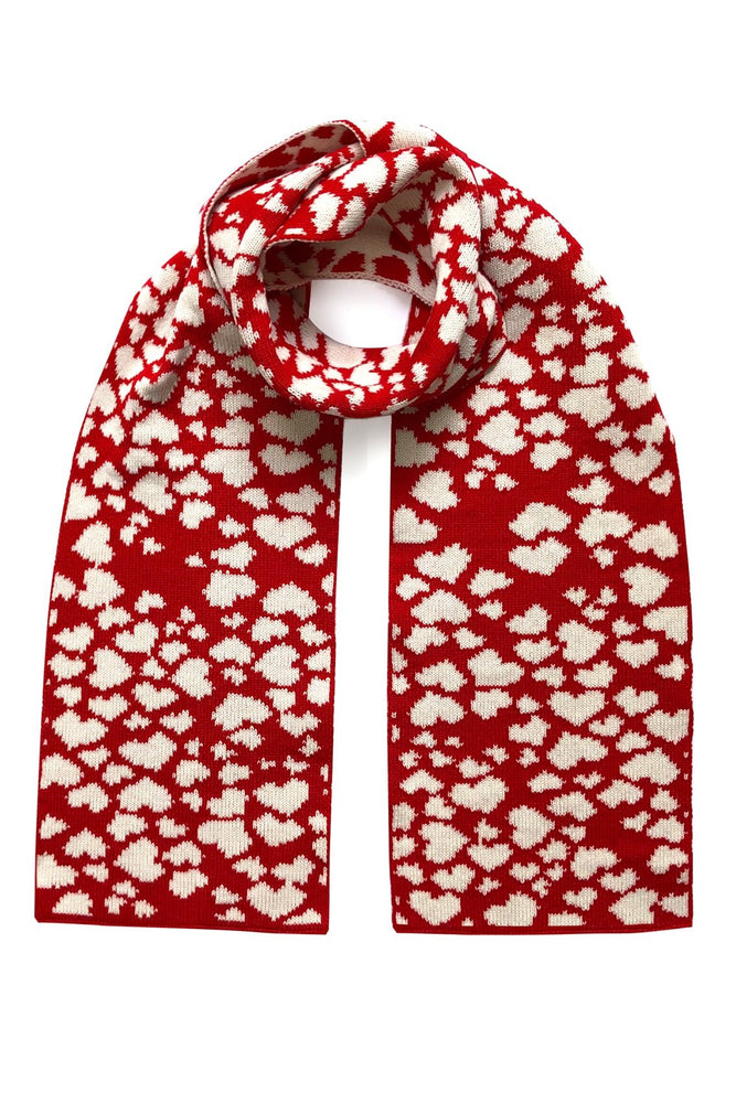 Hearts Wool & Cashmere Red Scarf