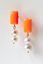 Lila Pearl Neon Orange Earrings