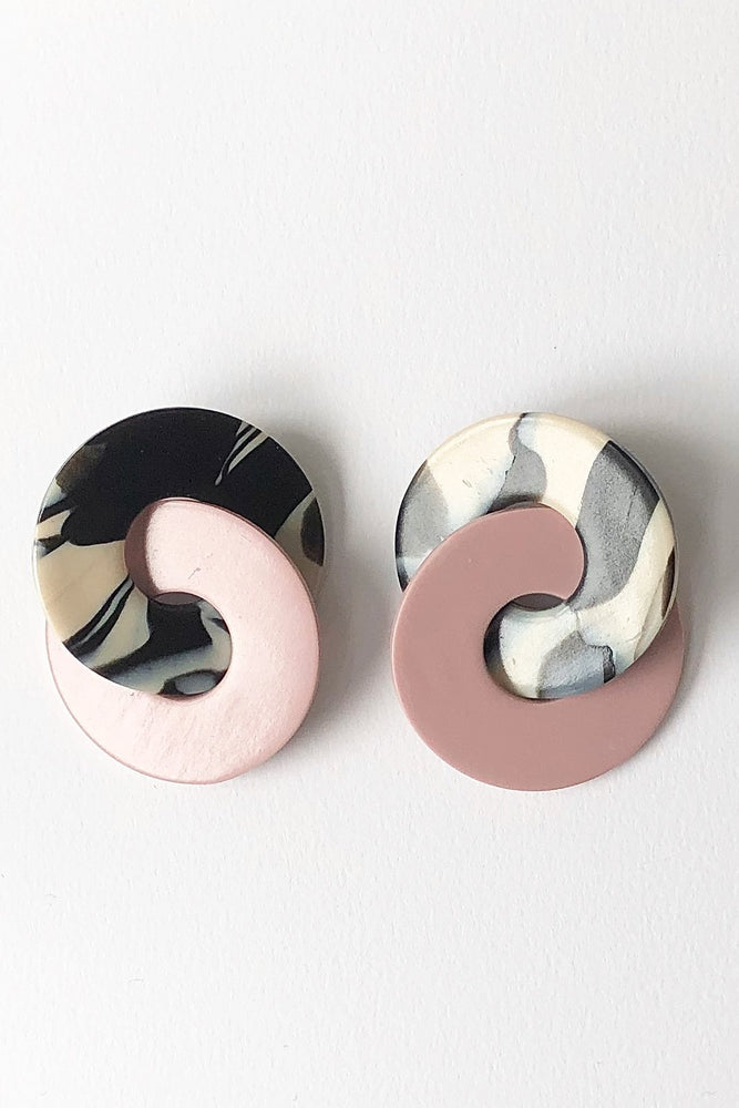 Marble & Pink Athena Circle Hoops - Hattie Buzzard at The Bias Cut