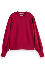Scotch & Soda Loose Fit Puff Sleeve Raspberry Sweater