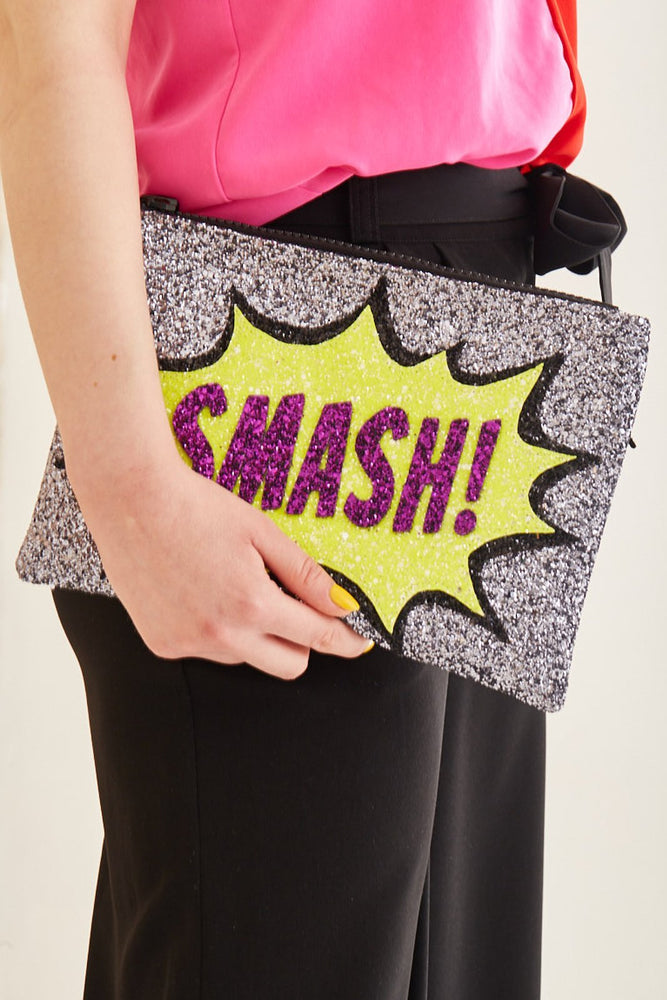 Smash Glitter Clutch Bag - I KNOW THE QUEEN at The Bias Cut