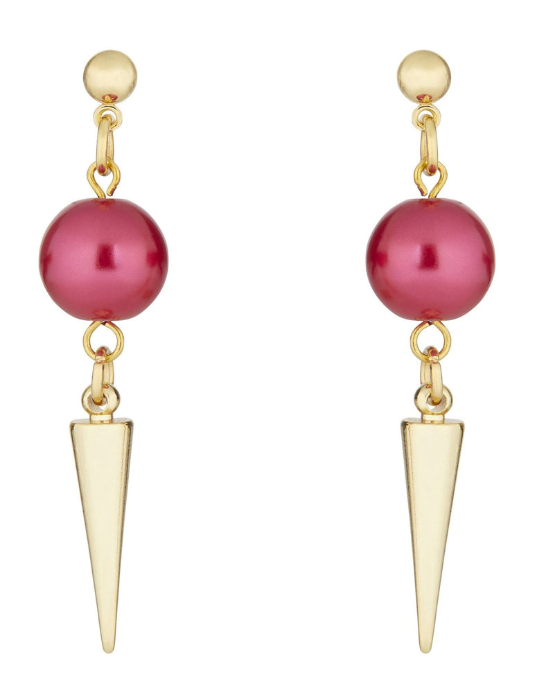 Strike Out Ageism Charity Swarovski Pink Pearl & Gold Plated Spike Earrings - Dark Horse Ornament at The Bias Cut