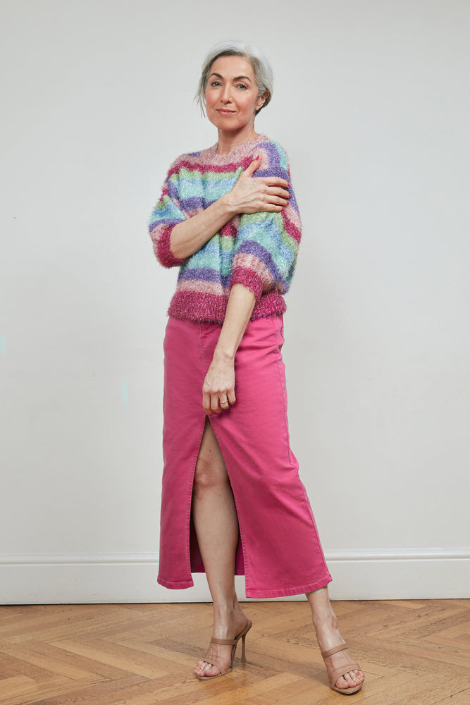 Fabienne Chapot Carlyne Denim Pink Midi Skirt – The Bias Cut