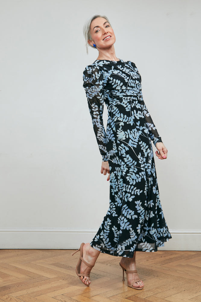 Fabienne Chapot Bella Black & Cornflower Blue Midi Dress