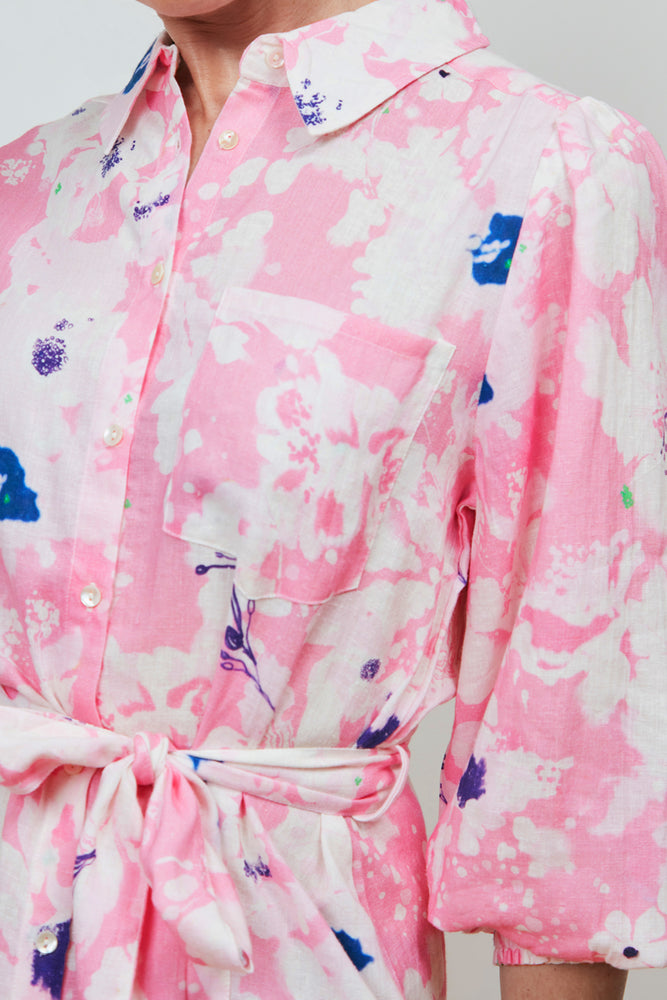 POM Amsterdam Beau Lillies Pink Midi Dress