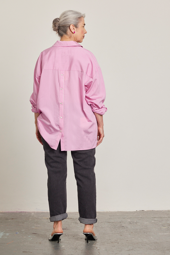 
                
                    Load image into Gallery viewer, Cras Officecras Pink Stripe Shirt
                
            