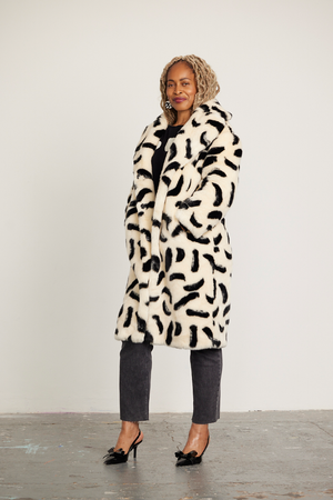 Jakke Katie Paintbrush Print Long Faux Fur Coat – The Bias Cut