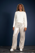 Jeff Rihana Silver Sequin Trousers