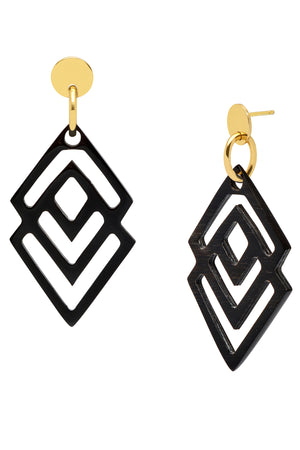 
                
                    Load image into Gallery viewer, Black &amp;amp; Gold Geometric Shaped Earrings
                
            
