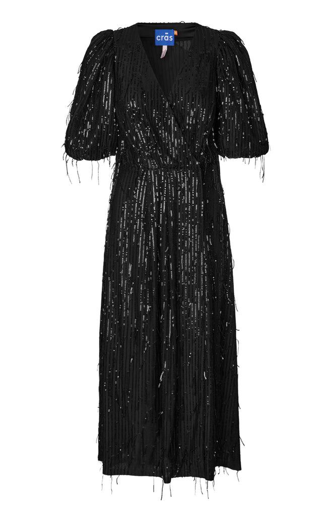 Cras Dakotacras Black Sequin Midi Dress