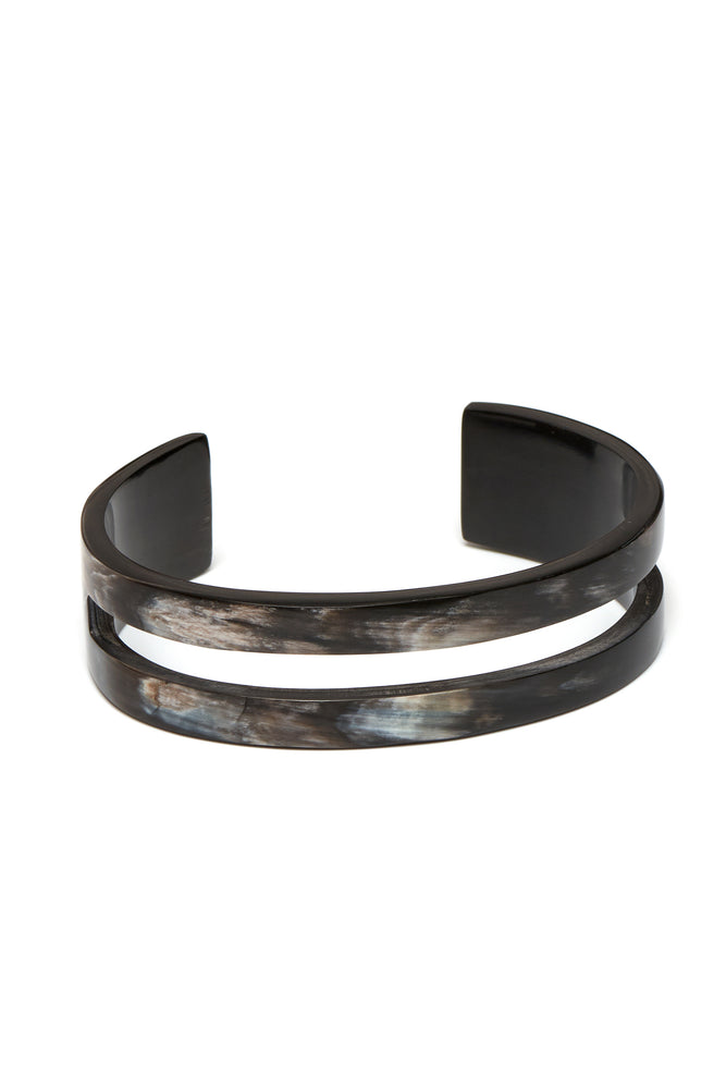 
                
                    Load image into Gallery viewer, Natural Black Horn Cut Out Cuff Bracelet
                
            
