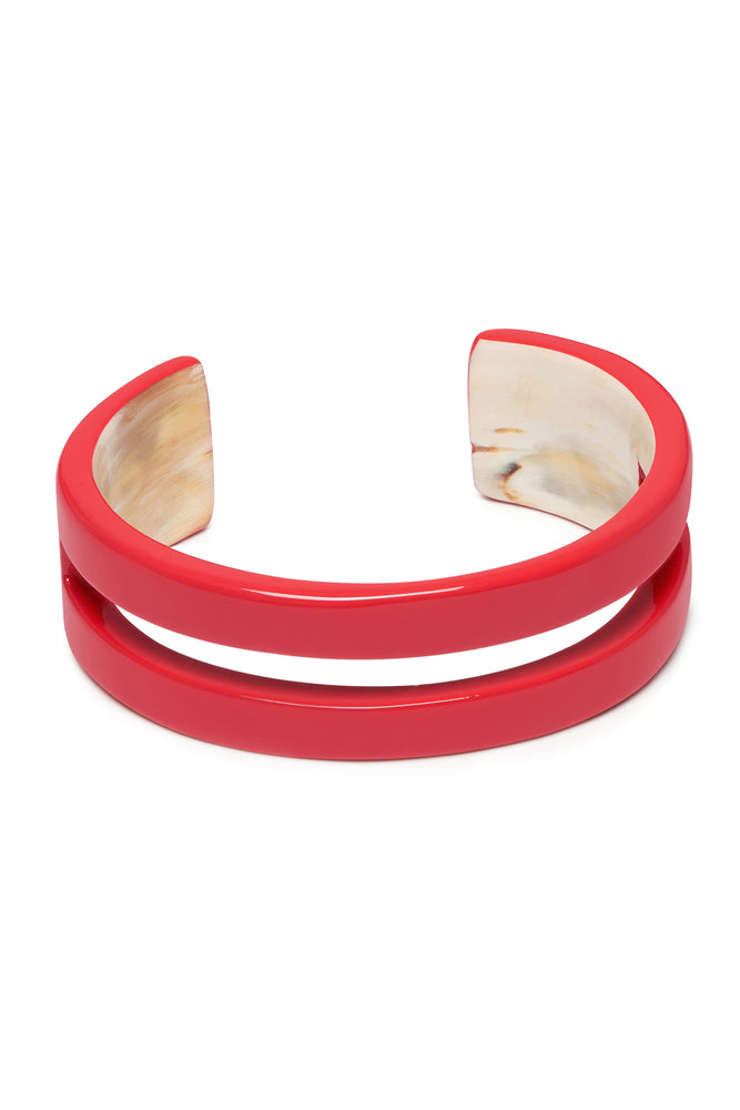 Rose Red Horn Cut Out Cuff Bracelet