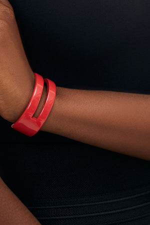 Rose Red Horn Cut Out Cuff Bracelet