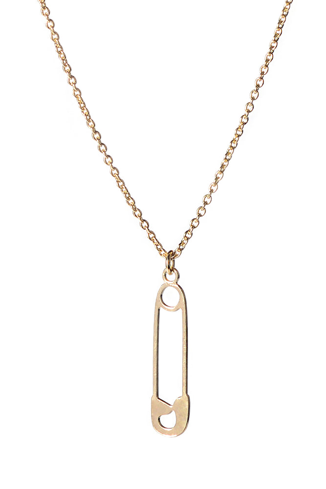 Safety Pin Gold Plated Necklace