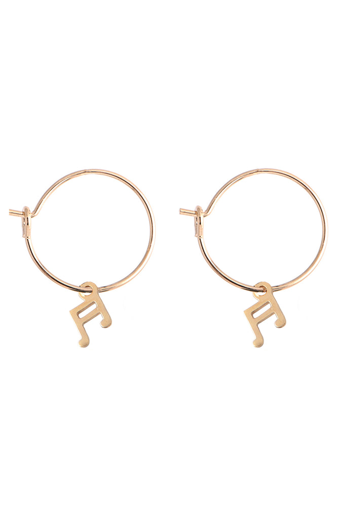 
                
                    Load image into Gallery viewer, Musical Notes Gold Plated Hoop Earrings
                
            