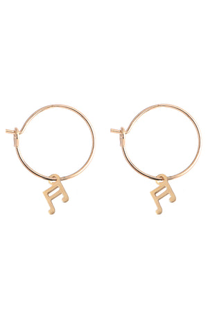 
                
                    Load image into Gallery viewer, Musical Notes Gold Plated Hoop Earrings
                
            