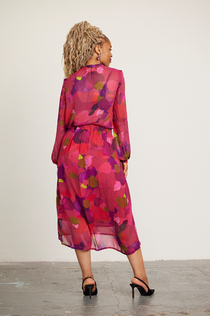 
                
                    Load image into Gallery viewer, POM Amsterdam Brushwork Fiery Pink Midi Skirt
                
            