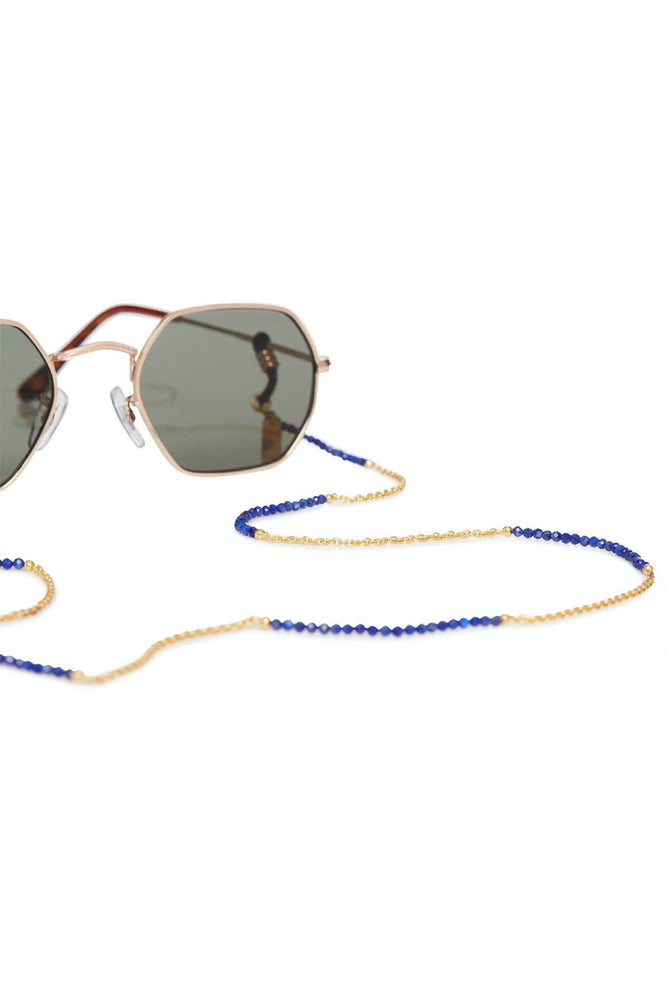 
                
                    Load image into Gallery viewer, Sunny Cords 24k Gold Plated Lapis Lazuli Glasses Chain &amp;amp; Bracelet at The Bias Cut
                
            
