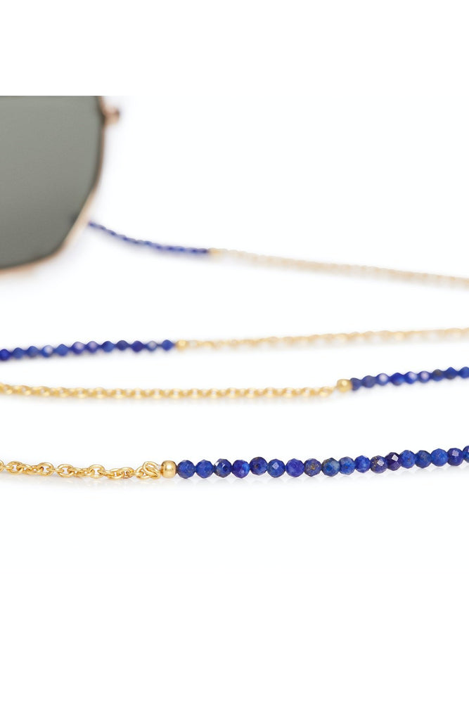 
                
                    Load image into Gallery viewer, Sunny Cords 24k Gold Plated Lapis Lazuli Glasses Chain &amp;amp; Bracelet at The Bias Cut
                
            