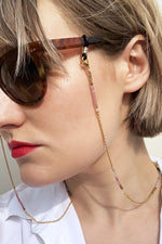 24k Gold Plated Rainbow Tourmaline Glasses Chain & Bracelet