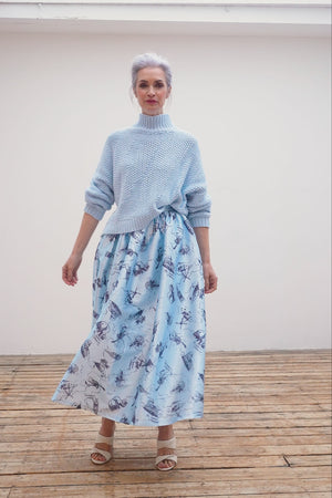 
                
                    Load and play video in Gallery viewer, Stella Nova Juna Printed Blue Midi Skirt
                
            