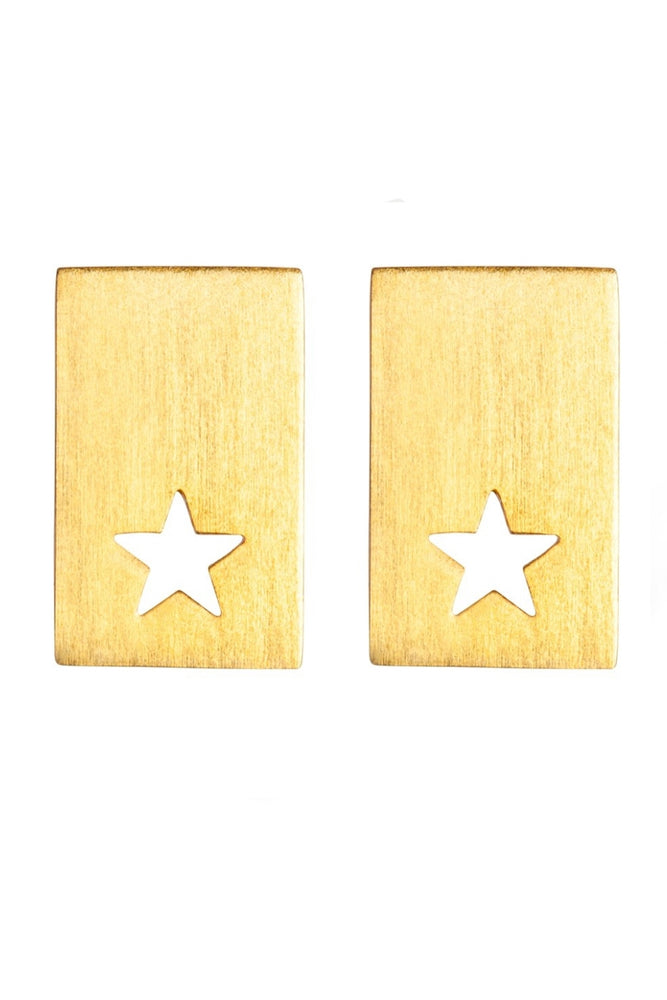 
                
                    Load image into Gallery viewer, Lulu Copenhagen Cut Out Gold Plated Star Earrings
                
            