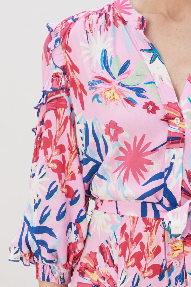 
                
                    Load image into Gallery viewer, POM Amsterdam Botanical Pink Maxi Dress
                
            