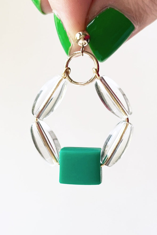 Bubble Emerald Green Hoop Earrings
