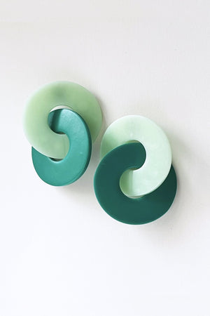 
                
                    Load image into Gallery viewer, Emerald &amp;amp; Kiwi Athena Circle Hoops - Hattie Buzzard at The Bias Cut
                
            