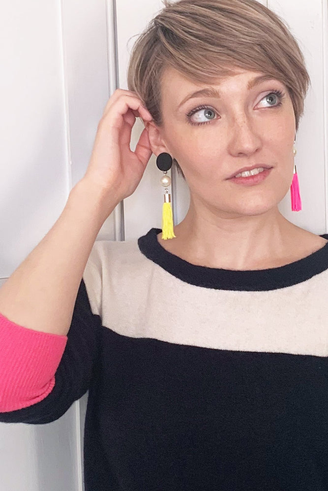 Exclusive: Iris Tassel Dot Earrings - Jacynth London at The Bias Cut