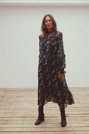 
                
                    Load and play video in Gallery viewer, POM Amsterdam Flowers Blaze Anthracite Midi Dress
                
            