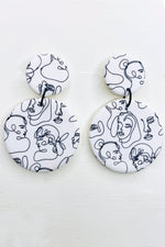 Faces White Large Earrings