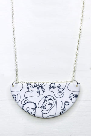
                
                    Load image into Gallery viewer, Faces White Medium Necklace - No Shrinking Violet at The Bias Cut
                
            