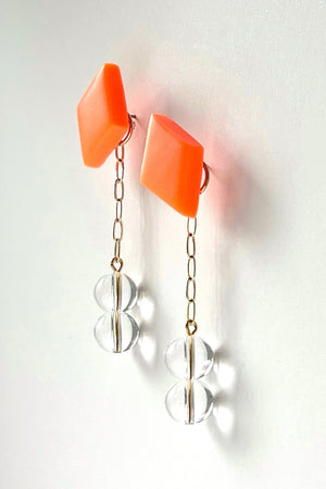 
                
                    Load image into Gallery viewer, Gaia Orange with Glass Beads 2-in-1 Earrings - Hattie Buzzard at The Bias Cut
                
            