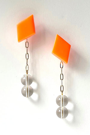 
                
                    Load image into Gallery viewer, Gaia Orange with Glass Beads 2-in-1 Earrings - Hattie Buzzard at The Bias Cut
                
            