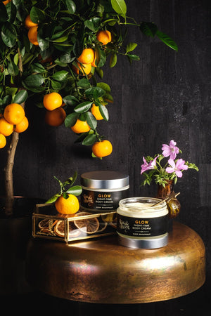 
                
                    Load image into Gallery viewer, Glow Night-Time Body Cream with Orange &amp;amp; Geranium - Kiss The Moon at The Bias Cut
                
            