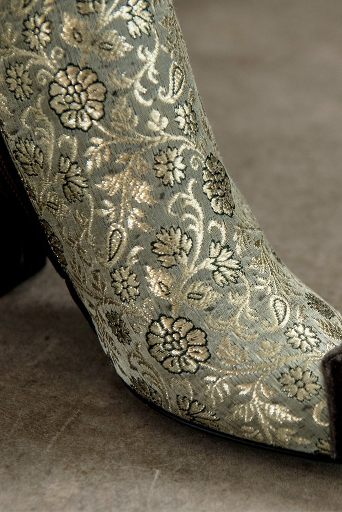 Golden Rose of Banaras Velvet Ankle Boots - Bote A Mano at The Bias Cut