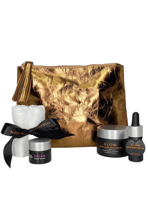 
                
                    Load image into Gallery viewer, Good To Glow Face Revival Gift Set with face polish, face oil and sleep balm - Kiss The Moon at The Bias Cut
                
            