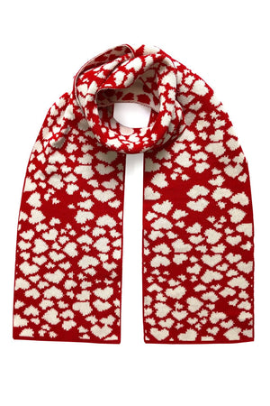 
                
                    Load image into Gallery viewer, Ingmarson Hearts Wool &amp;amp; Cashmere Red Scarf - Ingmarson at The Bias Cut
                
            