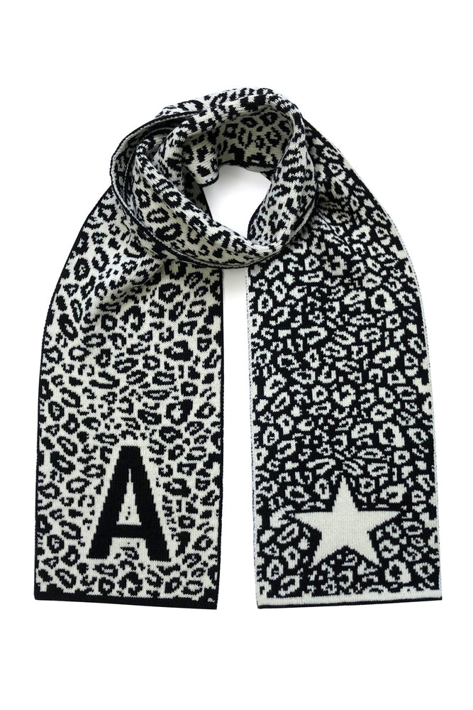 Personalised Initial Wool & Cashmere Black Scarf