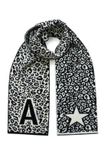 Personalised Initial Wool & Cashmere Black Scarf
