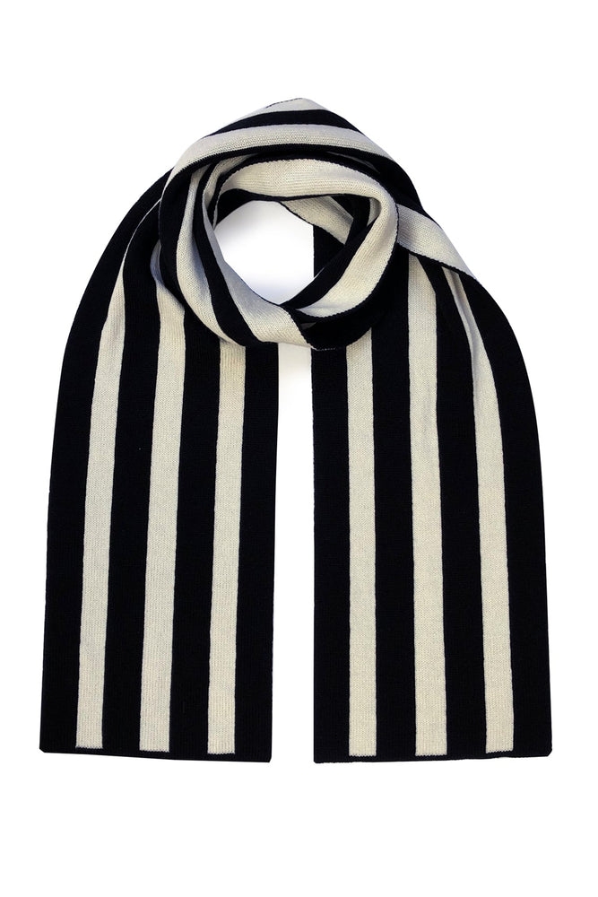 Ingmarson Striped Wool & Cashmere Black Scarf