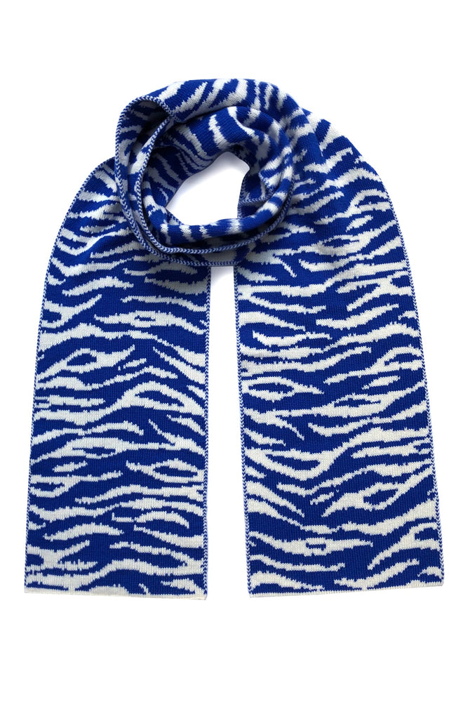 Tiger Stripe Wool & Cashmere Blue Scarf