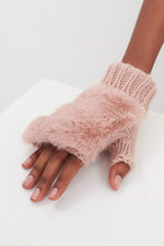 Jakke Sofia Faux Fur Fingerless Gloves (available in Pink, Olive & Lavender)