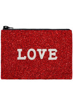 Love Red Glitter Clutch Bag