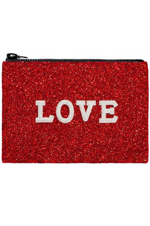 Love Red Glitter Clutch Bag - I KNOW THE QUEEN at The Bias Cut