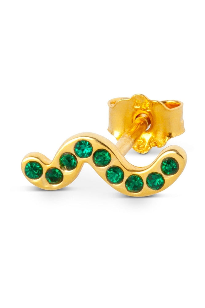 Lulu Copenhagen Snaky Emerald & Gold Stud Earrings