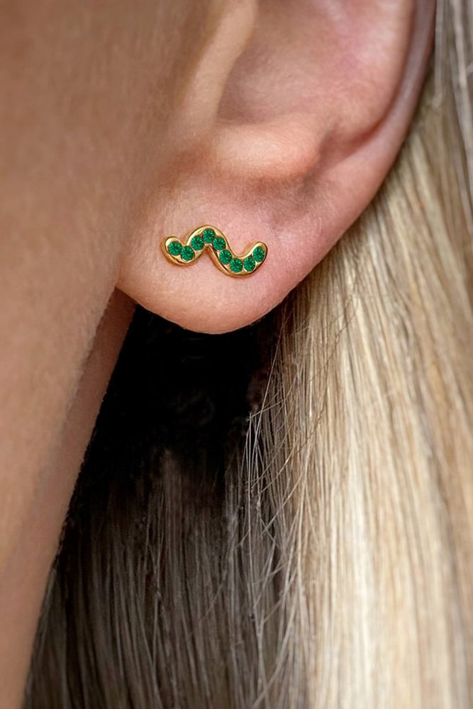 Lulu Copenhagen Snaky Emerald & Gold Stud Earrings - Lulu Copenhagen at The Bias Cut
