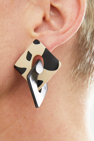
                
                    Load image into Gallery viewer, Luna Black &amp;amp; Leo Earring - Hattie Buzzard at The Bias Cut
                
            